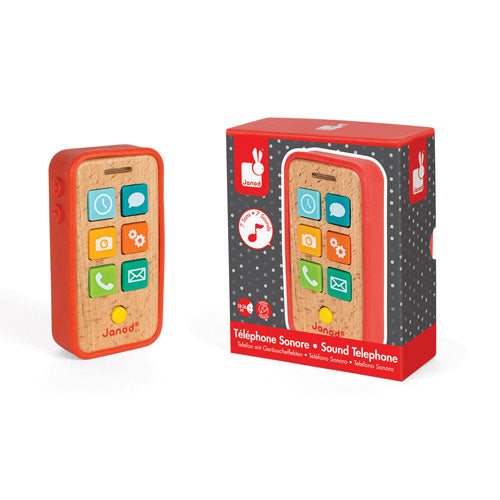 Wooden Mobile Telephone With Sounds - Pocket Game Fun
